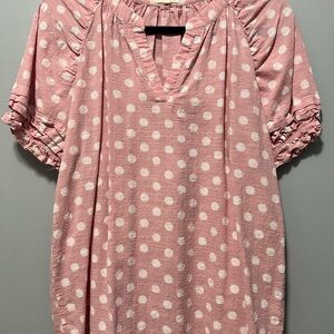 Elegant Pink Polka Dot Blouse